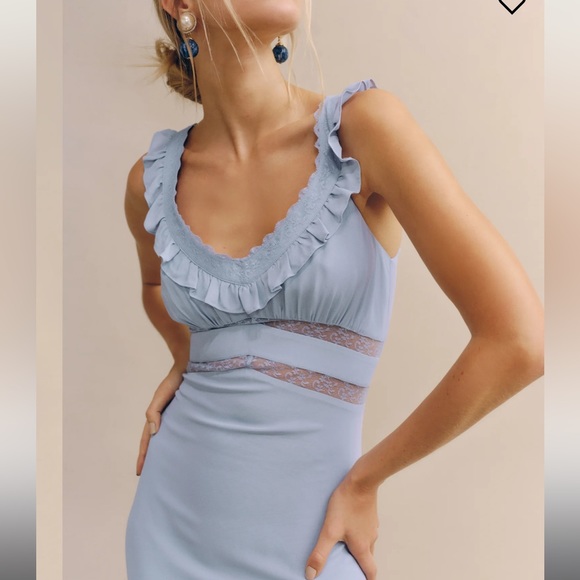 Reformation Sky Blue Ruffle Midi Dress - Picture 5 of 7